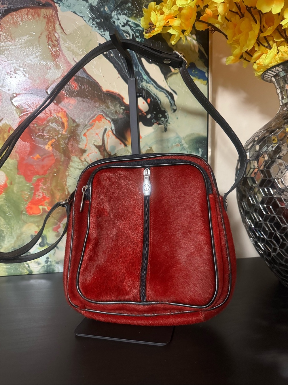 Valentino Red Leather calf hair Crossbody Bag - Stylish Everyday Carry